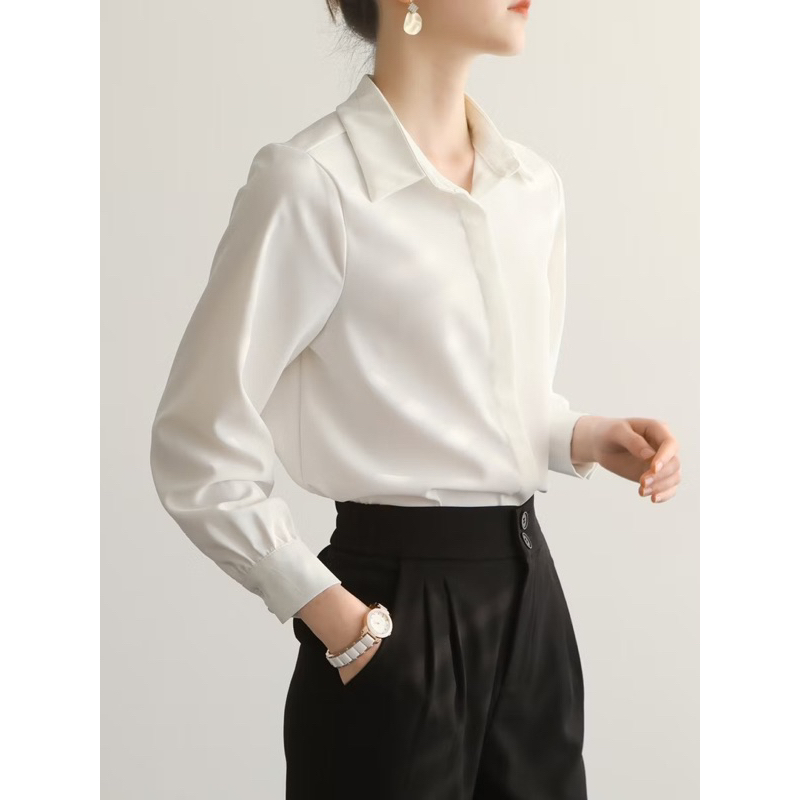 Áo sơ mi trắng from rộng nữ dài tay cotton lạnh Hàn công sở đi học đi làm không nhăn mát mịn - AS2