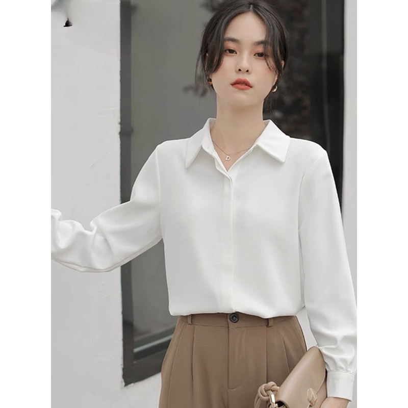 Áo sơ mi trắng from rộng nữ dài tay cotton lạnh Hàn công sở đi học đi làm không nhăn mát mịn - AS2