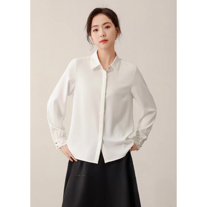 Áo sơ mi trắng from rộng nữ dài tay cotton lạnh Hàn công sở đi học đi làm không nhăn mát mịn - AS2