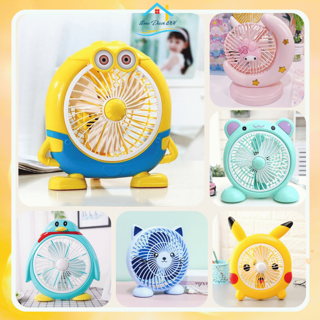 Quạt mini cắm điện, quạt điện mini để bàn hình thú đáng yêu | Shopee Việt  Nam