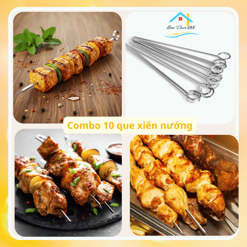 Bộ 10 Que Xiên Nướng Thịt 15CM/20CM] - Que Xiên Inox Chống Gỉ - Dùng ...