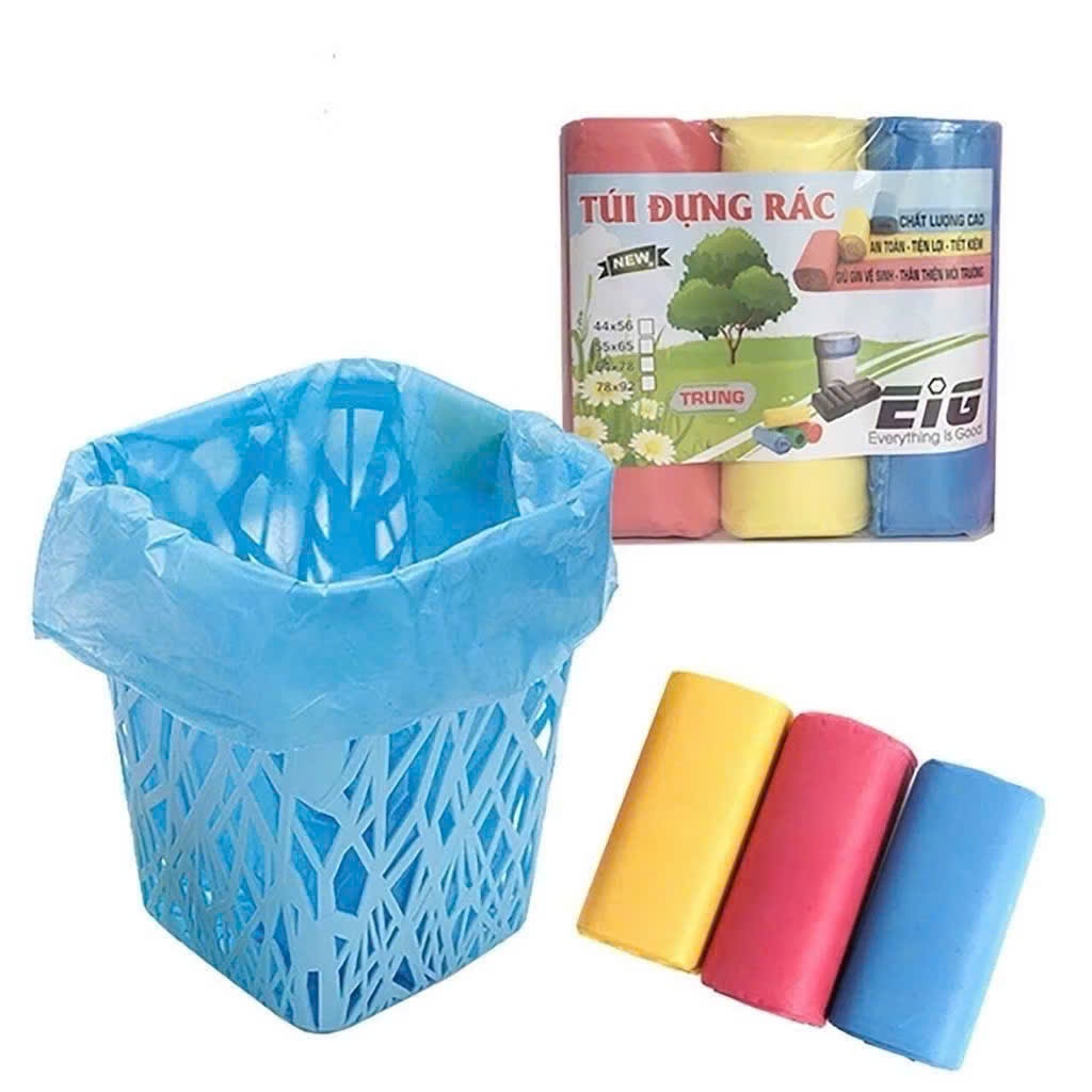 Set 3 Cuộn Túi Đựng Rác EIG (1kg) - Bao đựng rác màu siêu DAI DÀY đựng ...