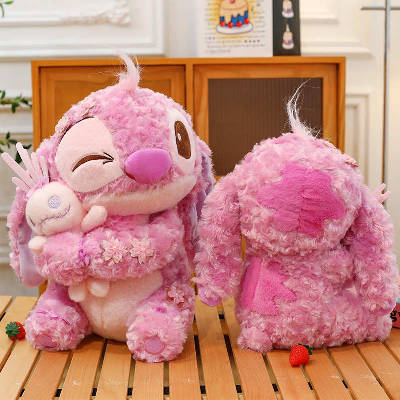 [STITCH MẪU MỚI ] Gấu bông stitch sakura ôm thỏ lông xù cao cấp, Stitch hồng hoa anh đào mẫu mới dễ thương