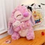 Gấu bông stitch sakura ôm thỏ lông xù cao cấp, Stitch hồng hoa anh đào mẫu mới dễ thương