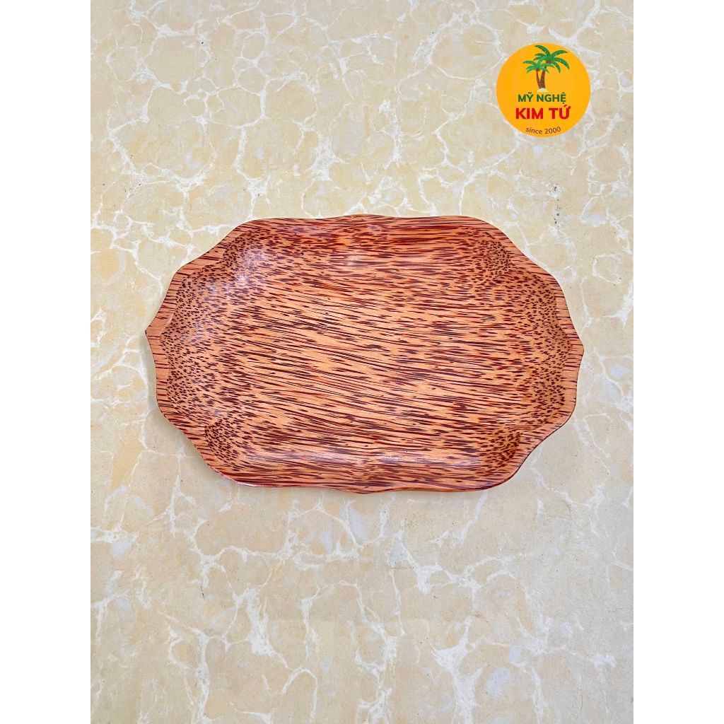 Dĩa Gỗ Dừa Nguyên Khối Hình Hoa Lục Giác KIM TỨ - Mỹ Nghệ Dừa Bến Tre Cao Cấp, Hàng Chuẩn Loại 1