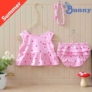 Bộ babydoll hè chính hãng Bunny chất thun cotton cho bé gái 3-10kg(*)