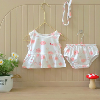 Bộ babydoll hè chính hãng Bunny chất thun cotton cho bé gái 3-10kg(*)
