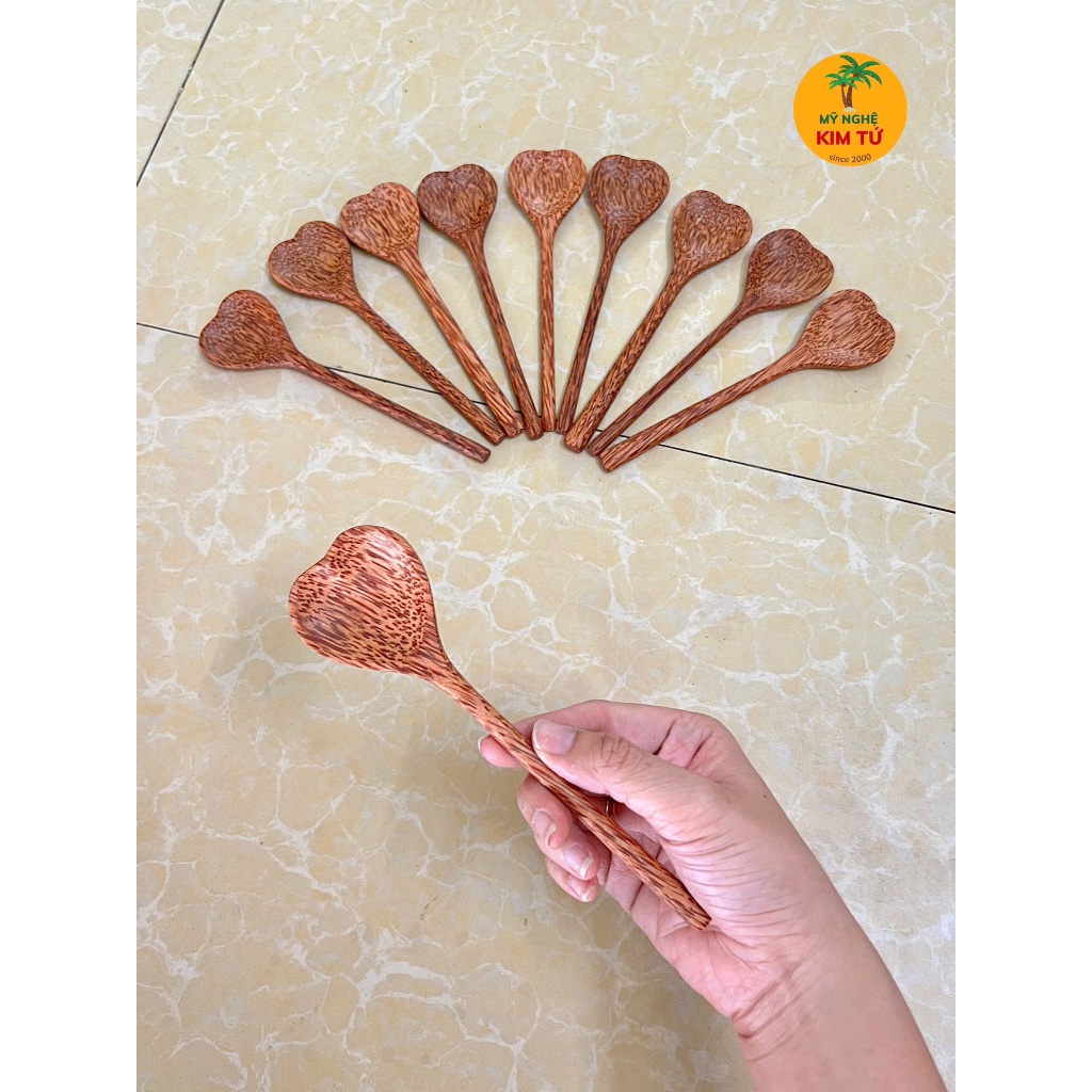 Muỗng Gỗ Dừa, Thìa Gỗ Dừa Kiểu Trái Tim Thiết Kế Độc Đáo Bền Đẹp, Bộ Dụng Cụ Ăn Cao Cấp, An Toàn Sức Khỏe - KIM TỨ
