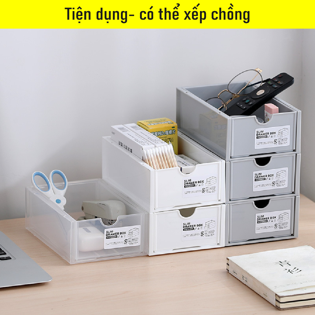 [Giá Rẻ] Hộp nhựa để bàn có ngăn kéo xếp chồng đa năng NTP decor dùng với kệ decor | BigBuy360 - bigbuy360.vn