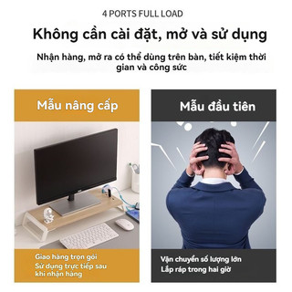 Vật liệu gỗ chất lượng cao Giá đỡ màn hình Kệ Màn Hình Cổng USB Máy Tính Giá Đỡ Màn Laptop Máy Tính Kiêm