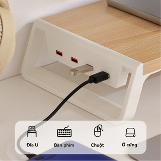 Vật liệu gỗ chất lượng cao Giá đỡ màn hình Kệ Màn Hình Cổng USB Máy Tính Giá Đỡ Màn Laptop Máy Tính Kiêm