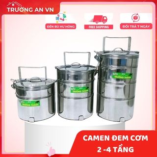 Cà men inox 3, 4 ngăn Cà Mên Inox cặp lồng giữ nhiệt hộp đựng cơm tiện lợi mang đi làm - Trường An VN