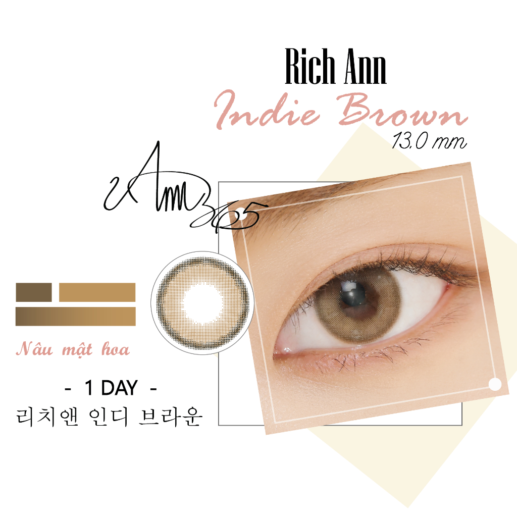 Ảnh Kính áp tròng ANN 365 đeo 1 ngày Ann Choco, Ann Brown có độ cận loạn từ 0.0 - 8.0 nội địa Hàn Quốc 1
