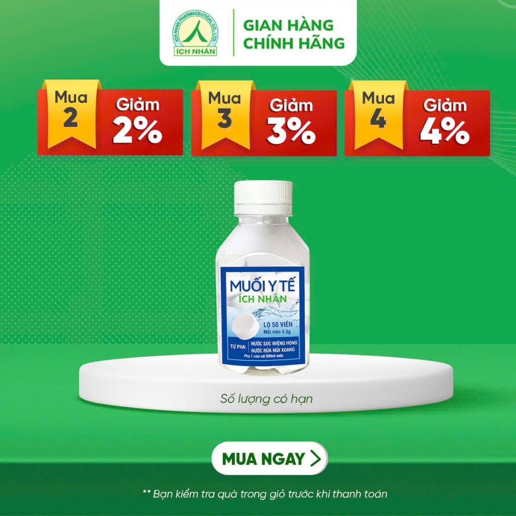 Ảnh Combo 3 Lọ Viên Muối Ích Nhân Hỗ Trợ Làm Sạch Mũi Họng, Đường Hô Hấp Lọ 50 Viên 1