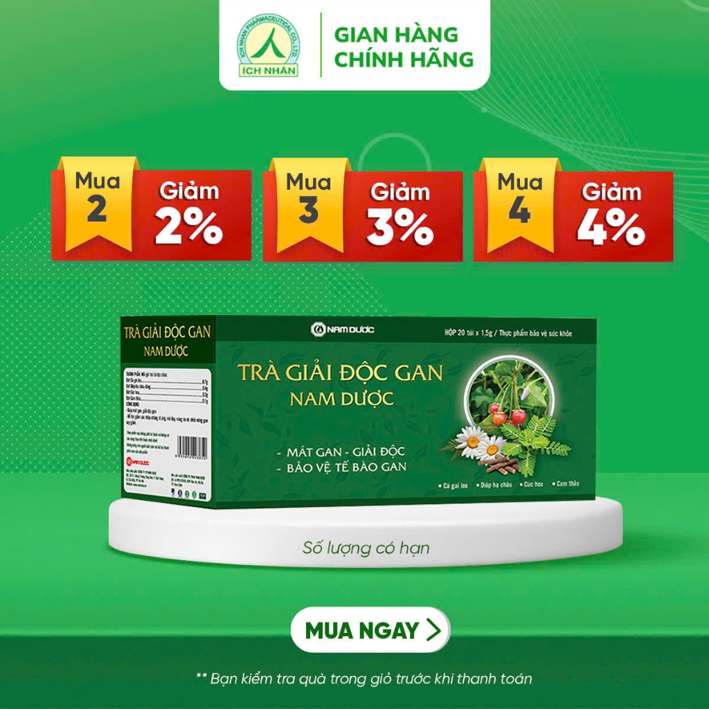 Ảnh Trà giải độc gan Nam Dược giúp mát gan, tăng cường chức năng gan an toàn, hiệu quả - hộp 20 túi lọc 1