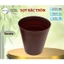 Thùng rác tròn TL-086 [ màu : Nâu gỗ ] nhà hàng, quán ăn, trường mầm non