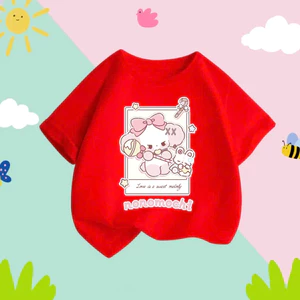Áo thun cộc tay chất vải thun cotton thoáng mát cho bé mặc đi chơi, Hình 2 Bé Thỏ Nonomochi (M 85)