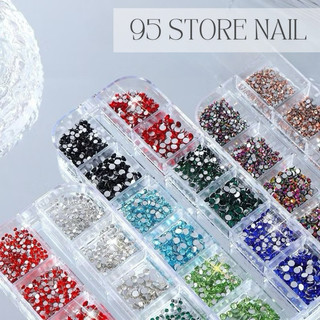 Khay đá nail, đá gắn móng mix nhiều màu, loại tốt bóng sáng đẹp