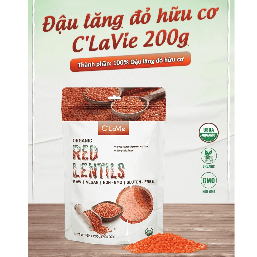 Đậu lăng đỏ hữu cơ C'LaVie/ Sotto Organic Red Lentils 200g