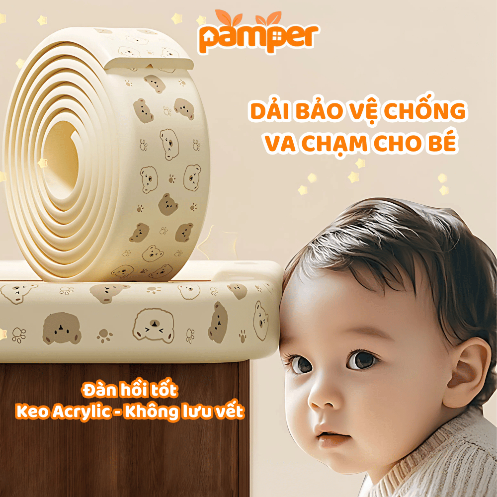 [LOẠI 1 DÀY] Cuộn Xốp Bọc Cạnh Bàn Chống Trẻ Va Đập, Đệm Xốp PAMPER Bịt Góc Bàn, Đầu Giường Cho Bé
