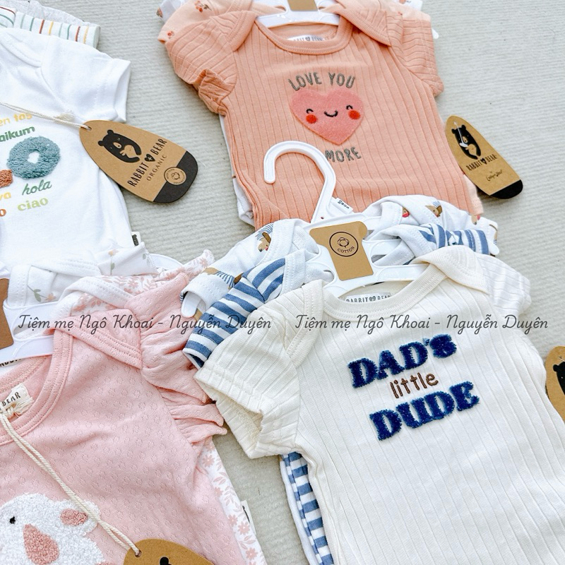 [MD69]set 3 bodysuit/ áo liền thân ngắn tay Bear chất liệu cotton mềm mát