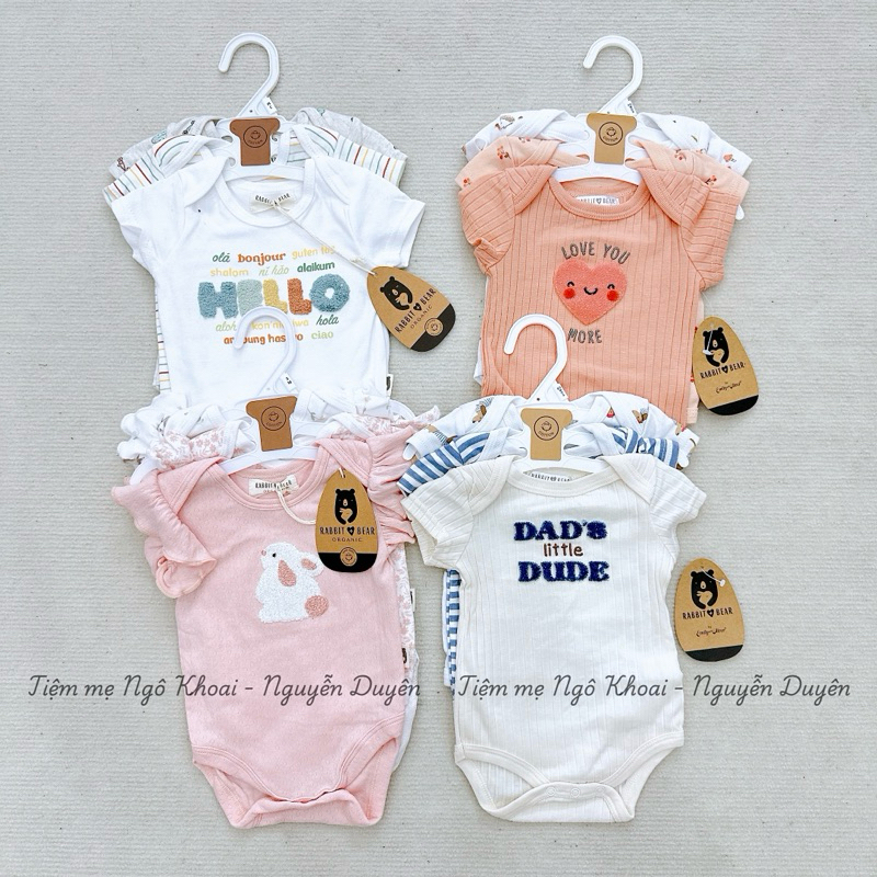 [MD69]set 3 bodysuit/ áo liền thân ngắn tay Bear chất liệu cotton mềm mát
