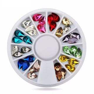 Đá nail gắn móng - khay đá tròn 6 ô nhiều size trang trí móng