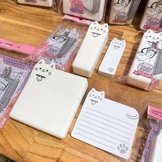 VPP Nhật Bản 🇯🇵 Giấy Ghi chú hình Mèo kèm Hộp nhựa ♥ Giấy Note Mèo Trắng - Mèo Xám - Mèo Đen Nhiều kích cỡ