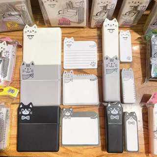 VPP Nhật Bản 🇯🇵 Giấy Ghi chú hình Mèo kèm Hộp nhựa ♥ Giấy Note Mèo Trắng - Mèo Xám - Mèo Đen Nhiều kích cỡ