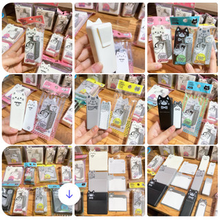 VPP Nhật Bản 🇯🇵 Giấy Ghi chú hình Mèo kèm Hộp nhựa ♥ Giấy Note Mèo Trắng - Mèo Xám - Mèo Đen Nhiều kích cỡ