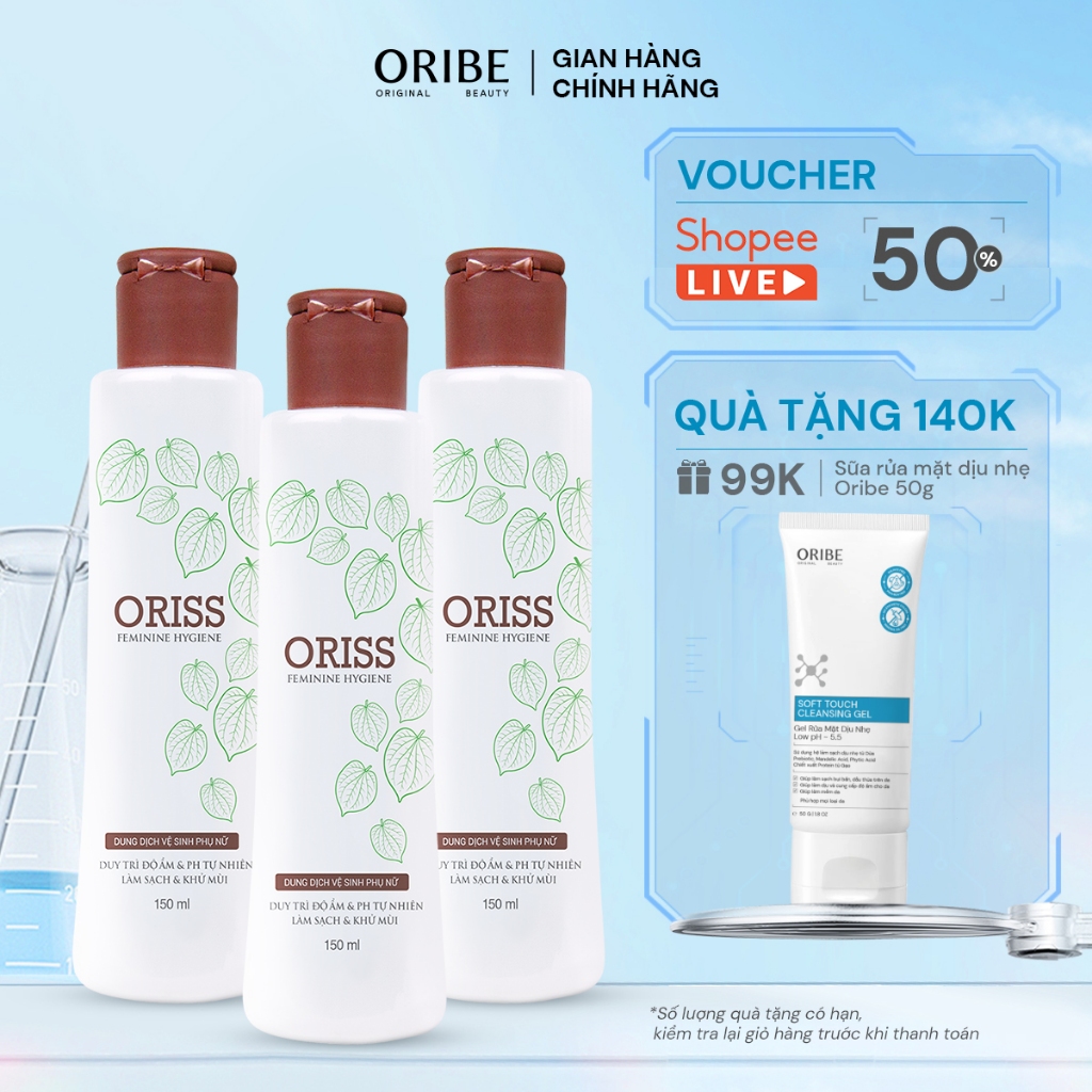Ảnh Combo 3 dung dịch vệ sinh phụ nữ Oriss trầu không dịu nhẹ hỗ trợ khử mùi, không gây khô rát 150ml/Chai 1