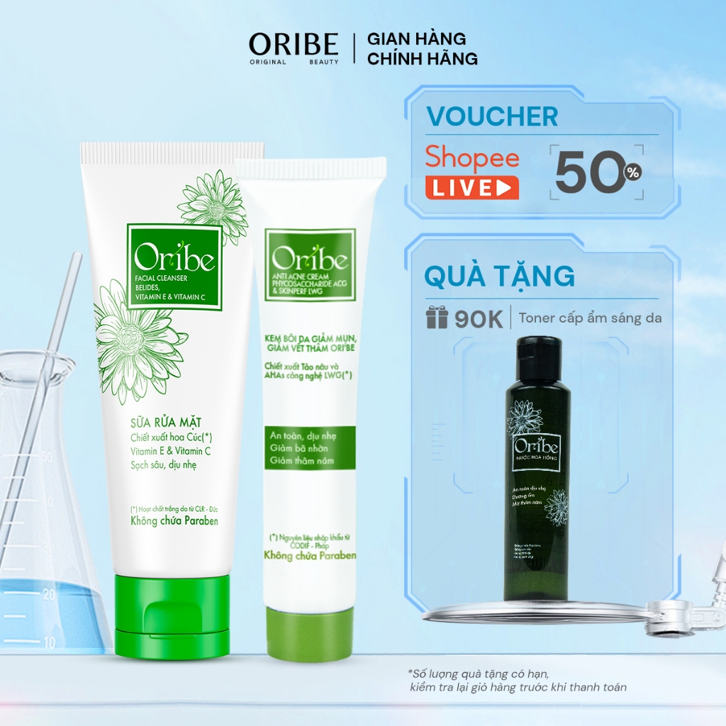 Ảnh Combo sữa rửa mặt Oribe 100g và kem chấm mụn 20g sạch sâu dịu nhẹ giảm mụn ẩn 1