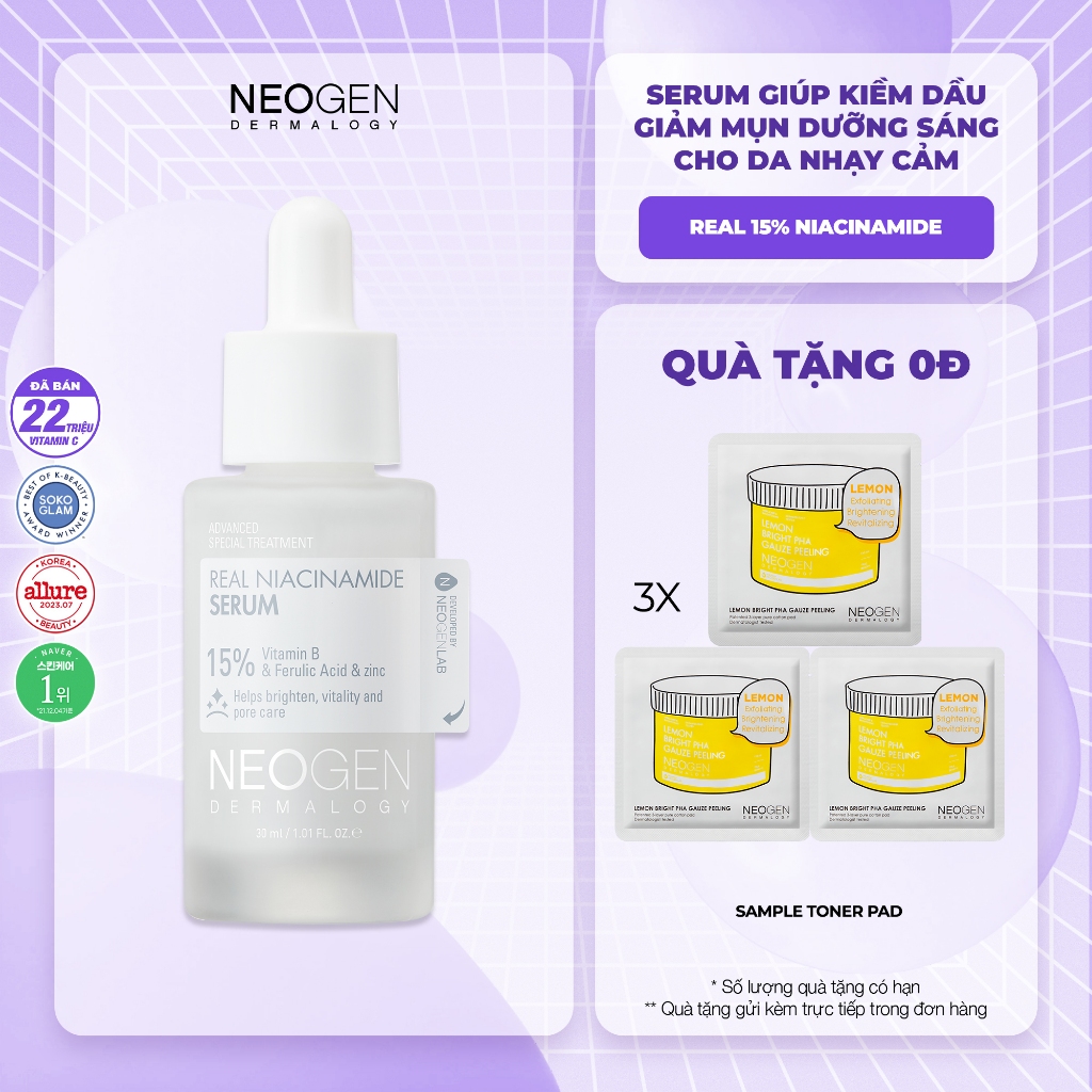 Ảnh Serum 15% Niacinamide Sinh Học Kiềm Dầu Giảm Mụn Dưỡng Sáng Da Neogen Dermalogy Real Niacinamide Firming 30ml 1