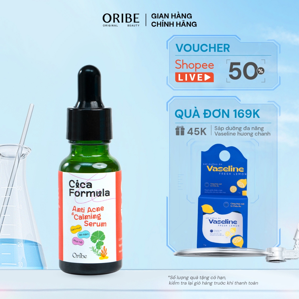 Ảnh Serum giảm mụn chiết xuất rau má Oribe Cica Formula giúp kiềm dầu cải thiện thâm sẹo mụn 20ml 1