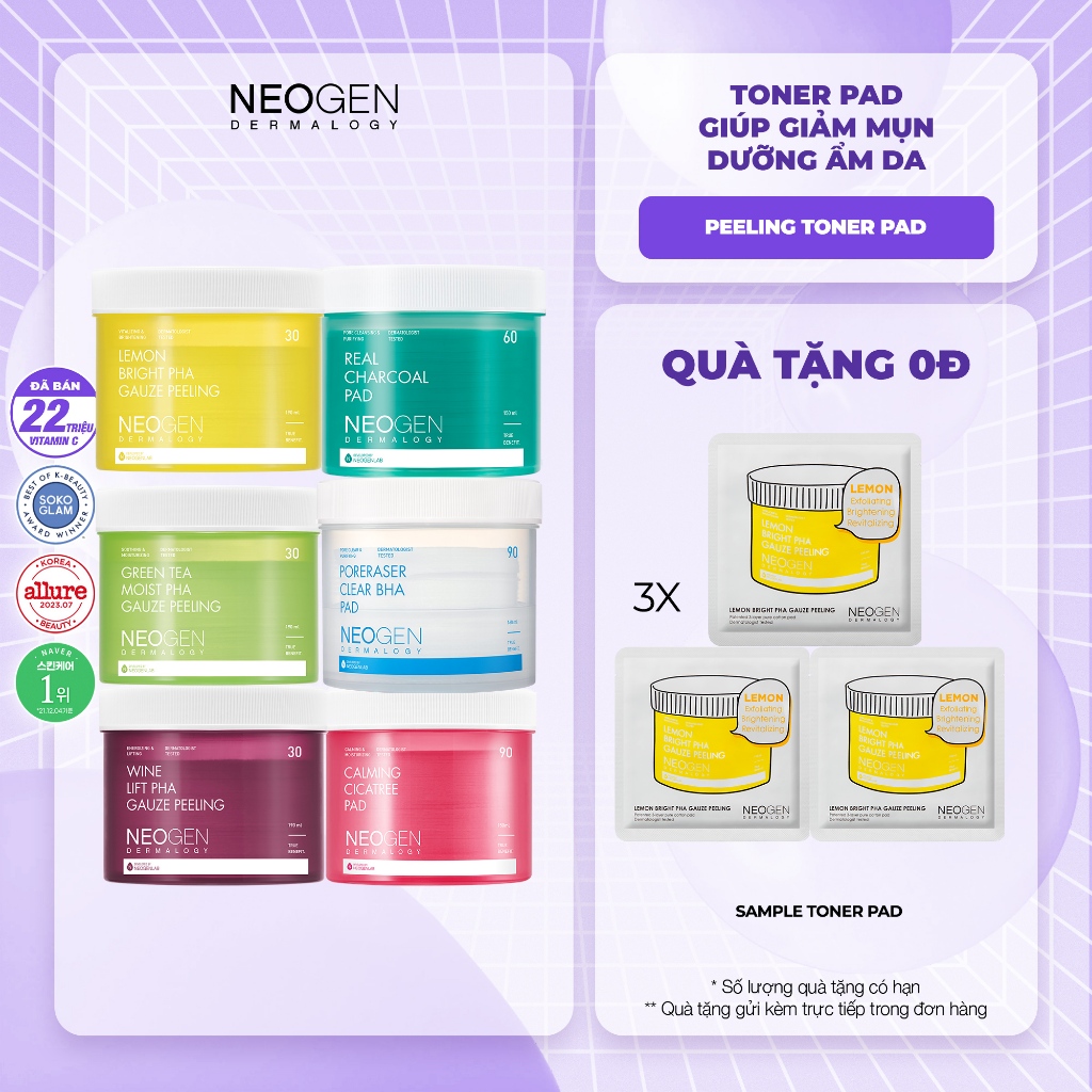 Ảnh Toner Pad Tẩy Da Chết Dưỡng Ẩm Da, Se Khít Lỗ Chân Lông Neogen Dermalogy 1