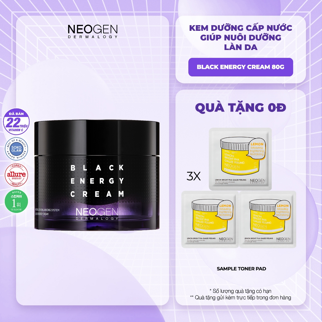 Ảnh Kem Cấp Nước Nuôi Dưỡng Làn Da Dành Cho Da Dầu Và Da Nhạy Cảm Neogen Dermalogy Black Energy Cream 80ml 1