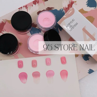 Bột đắp móng - set 4 hũ bột tông hồng đào đắp móng mịn dẻo