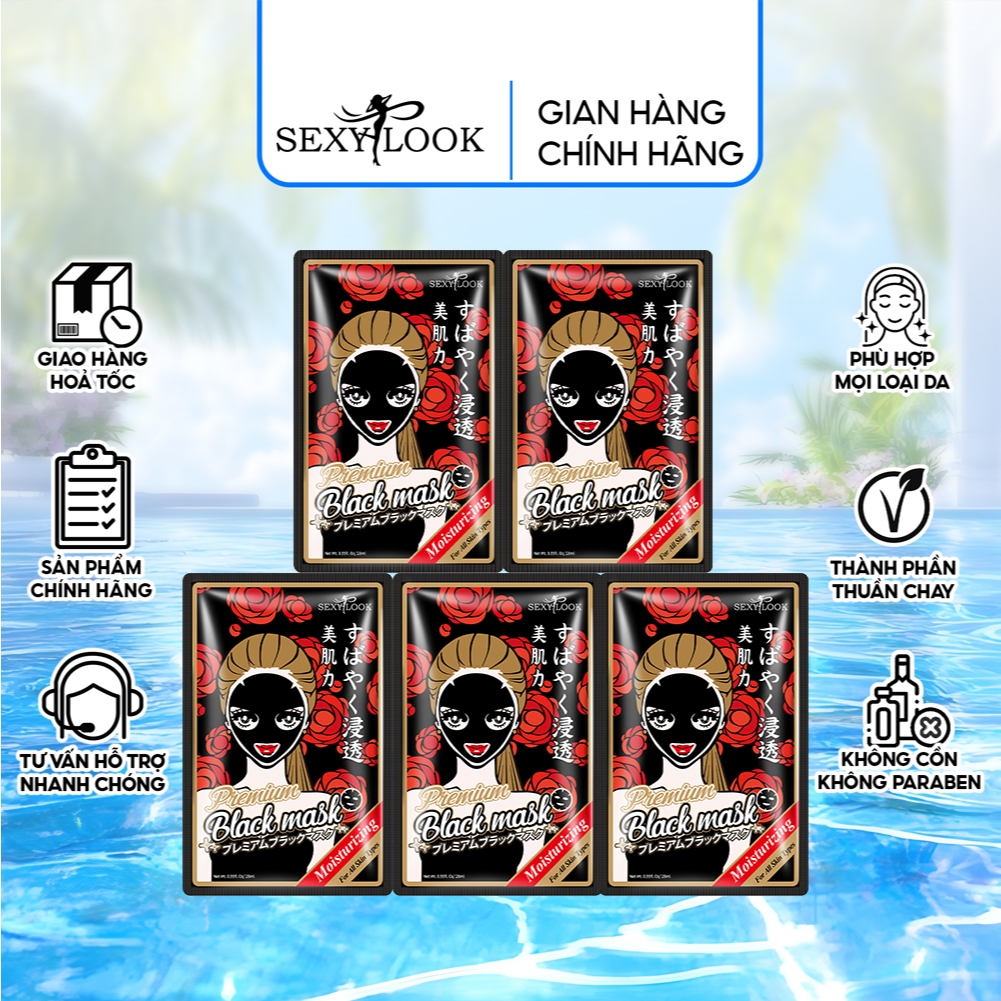 Ảnh Mặt Nạ Đen Hoa Sơn Trà SEXYLOOK Dưỡng Ẩm Ngăn Ngừa Nếp Nhăn (5 miếng x 28ml) 1