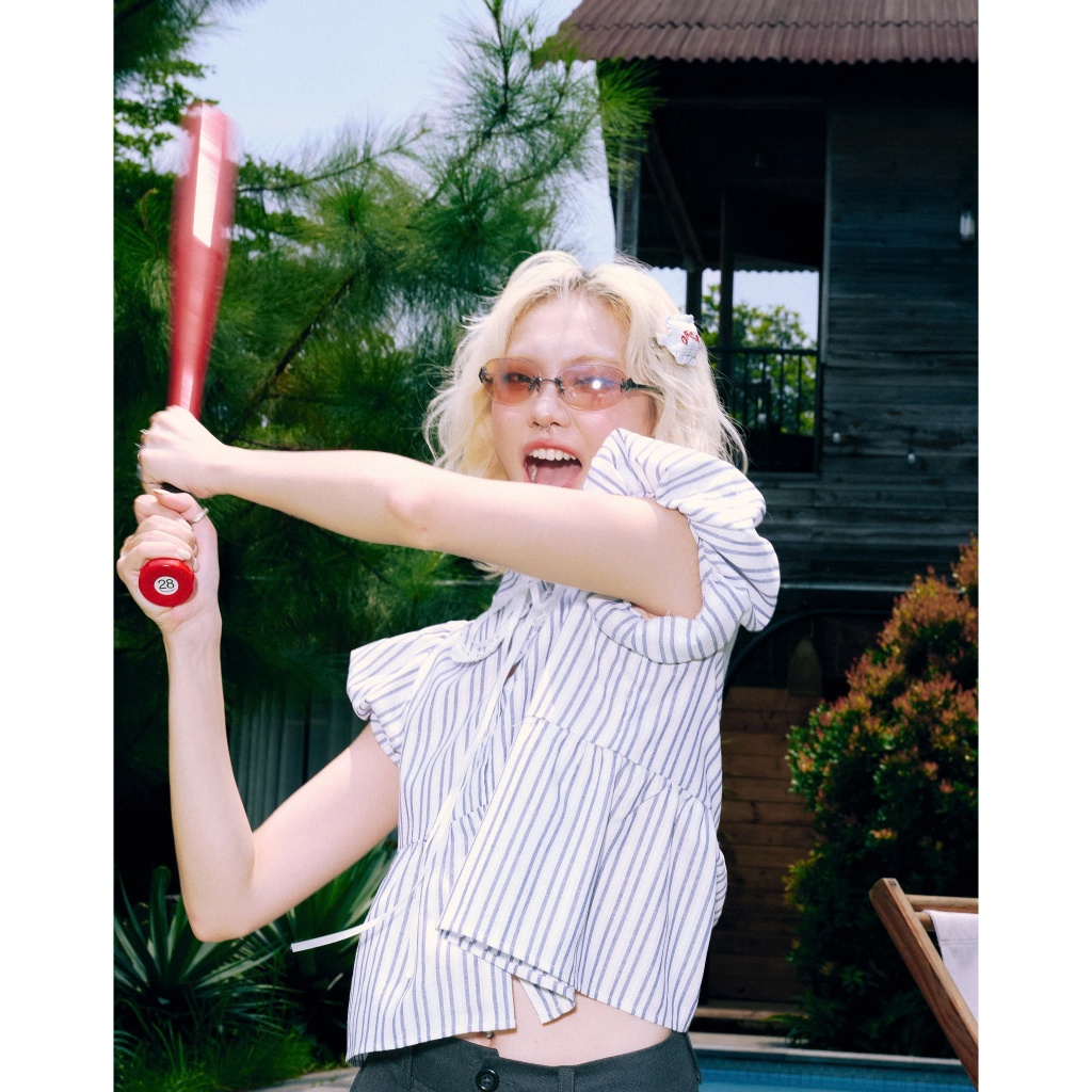 Bambi Shirt - Remmus | Áo form babydoll kẻ sọc tay bồng hack dáng cho nữ
