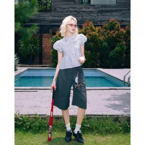 Bambi Shirt - Remmus | Áo form babydoll kẻ sọc tay bồng hack dáng cho nữ
