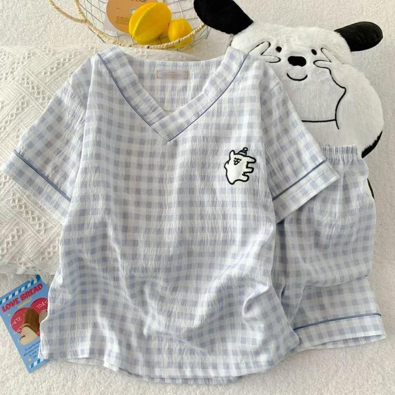 [Sẵn] Bộ ngủ pyjama cổ V quần áo cộc mặc nhà đồ ngủ mềm mát hoạ tiết đáng yêu