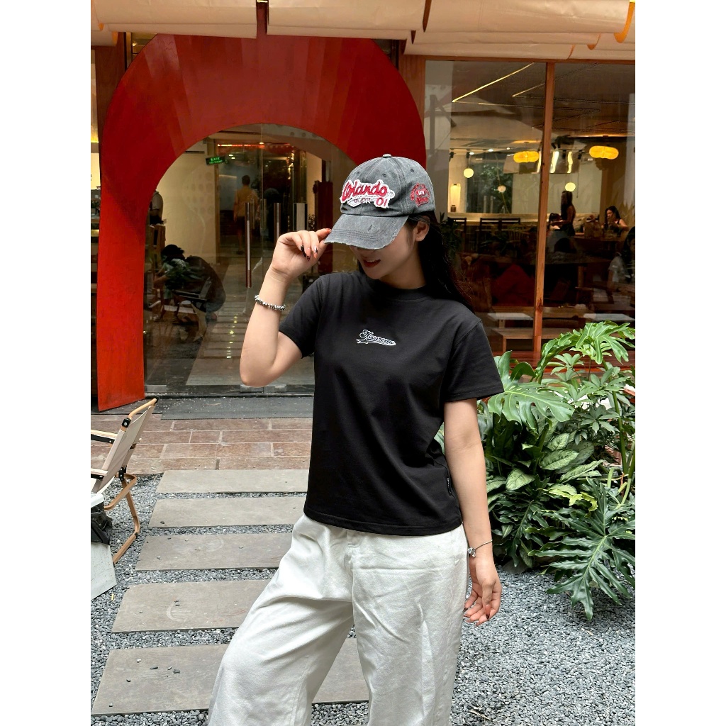 Áo Thun Baby Tee Thêu Họa Tiết Local Brand NEVASOME Basic Cotton 230 gsm Nữ Top Cổ Tròn Women
