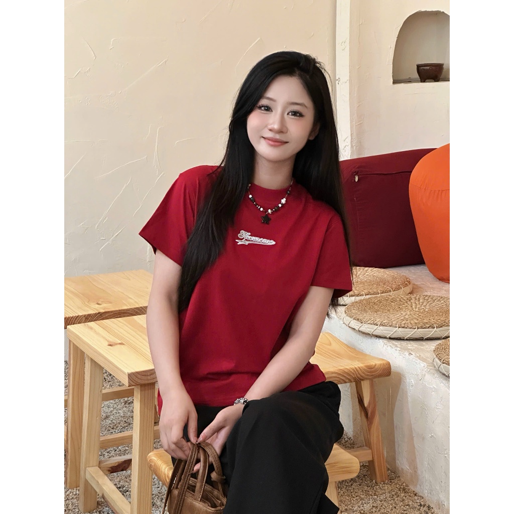 Áo Thun Baby Tee Thêu Họa Tiết Local Brand NEVASOME Basic Cotton 230 gsm Nữ Top Cổ Tròn Women
