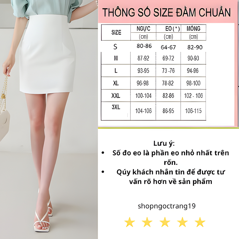 Chân váy ngắn nữ công sở ôm eo lưng cạp cao ngoctrang19 Hàn Quốc cao cấp co giãn 2 lớp CV22
