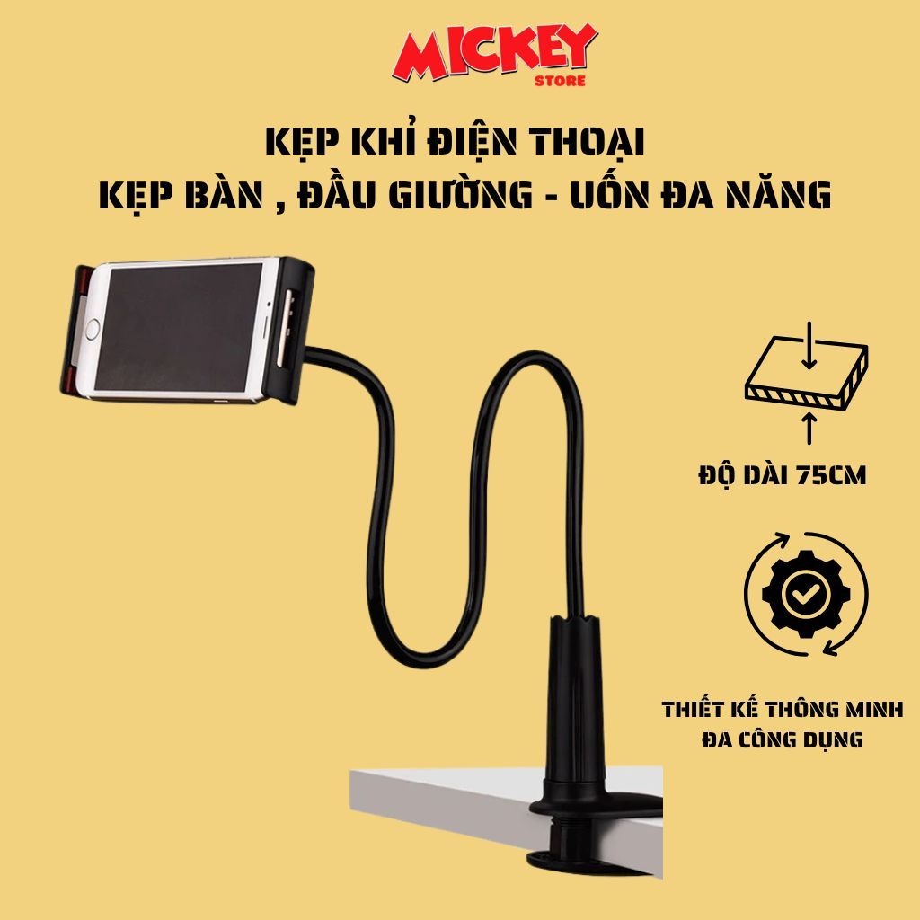 Giá Kẹp Đỡ Máy Tính Bảng Điện Thoại - Kẹp Bàn Đầu Giường Uốn Mọi Kiểu