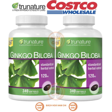 Mẫu Mới Nhất Bổ Não Ginkgo Biloba 120mg Trunature With Vinpocetine Hàng Mỹ 340 VIÊN (CHUẨN COSTCO USA)