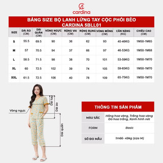 Đồ bộ nữ CARDINA chất lanh tre Nhật cao cấp quần lửng áo cổ phối bèo mềm mại quyến rũ 5BLL01
