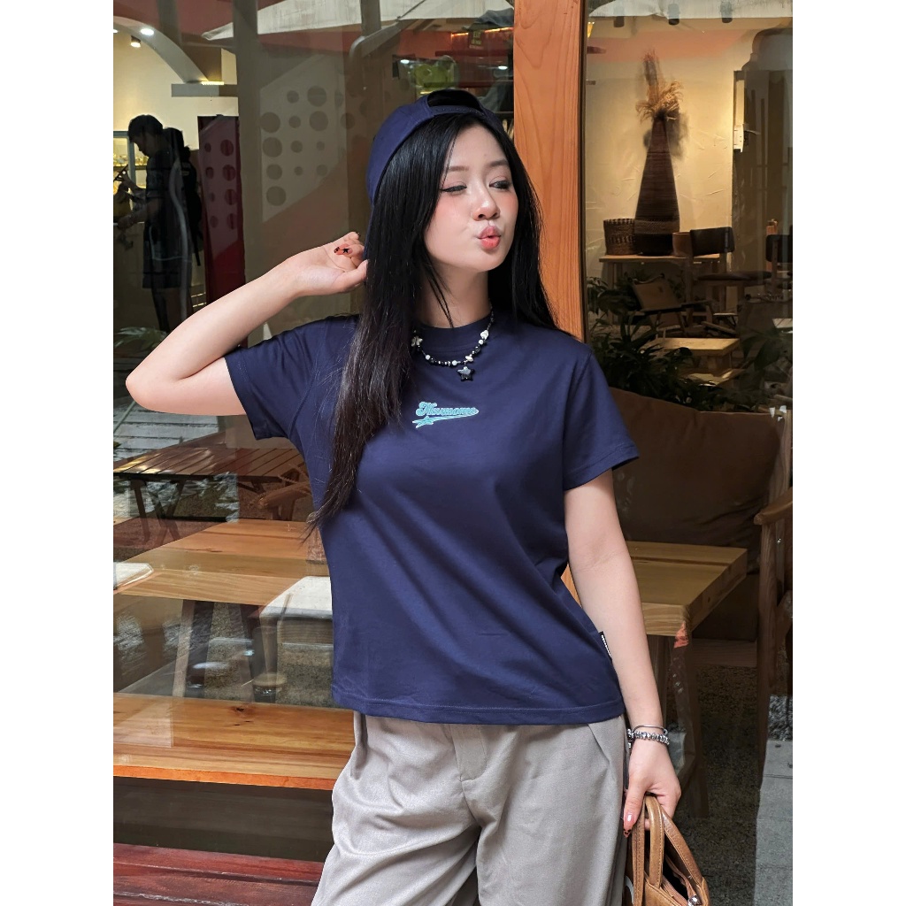 Áo Thun Baby Tee Thêu Họa Tiết Local Brand NEVASOME Basic Cotton 230 gsm Nữ Top Cổ Tròn Women