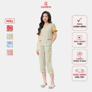 Đồ bộ nữ CARDINA chất lanh tre Nhật cao cấp quần lửng áo cổ phối bèo mềm mại quyến rũ 5BLL01