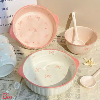 Set bát+ thìa nơ PASTEL xinh xắn bánh bèo ạ
